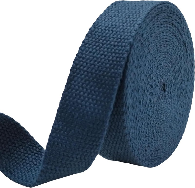 Evora 1 inch Cotton Webbing Braid Handles Bag Strap 15ft High Density Webbing Plain Weave Straps for Cloth Tote Bag, Pet Collars, DIY Projects, Crafts, Outdoor Accessories (Navy 519) - Image 1